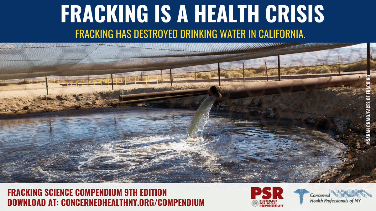 #FrackingIsAHealthCrisis. Our #fracking science Compendium, together with @PSRenvironment, documents the risks and harms of oil and gas extraction re: #water. All water is precious. Unique problems exist in places including #California. Read and share: concernedhealthny.org/compendium/ 💧