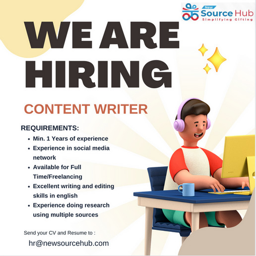 Hiring for Content writer
#jobs #hiring #newsourcehub #corporategifting #customgifts #corporategifting #personalizedgifts #CorporateGifting #EmployeeGifting #GiftIdeas #EmployeeRecognition #GiftHampers #Branded