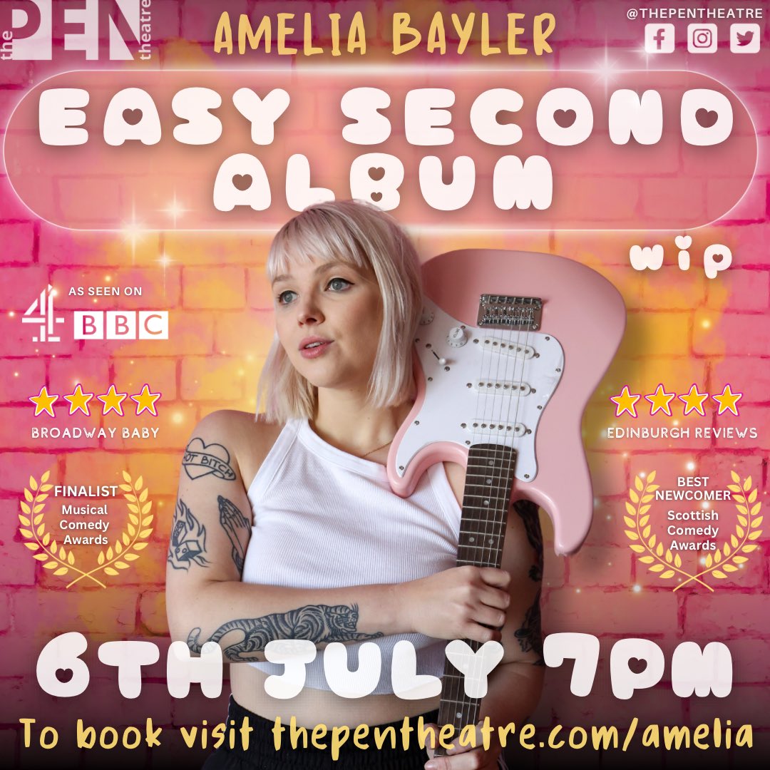 📣 NEW PERFORMANCE ANNOUNCEMENT 📣 @ameliabayler EASY SECOND ALBUM | 6th July 7pm | Book tickets now! > thepentheatre.com/amelia | #musicalcomedy #standup #edfringepreview
