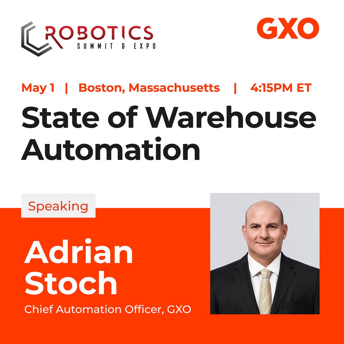 GXO's Adrian Stoch is headed to Boston next week for the @Robotics_Summit to join a panel discussion on #automation best practices, emerging trends and how the latest robotics innovations are helping #supplychain operators overcome major challenges.