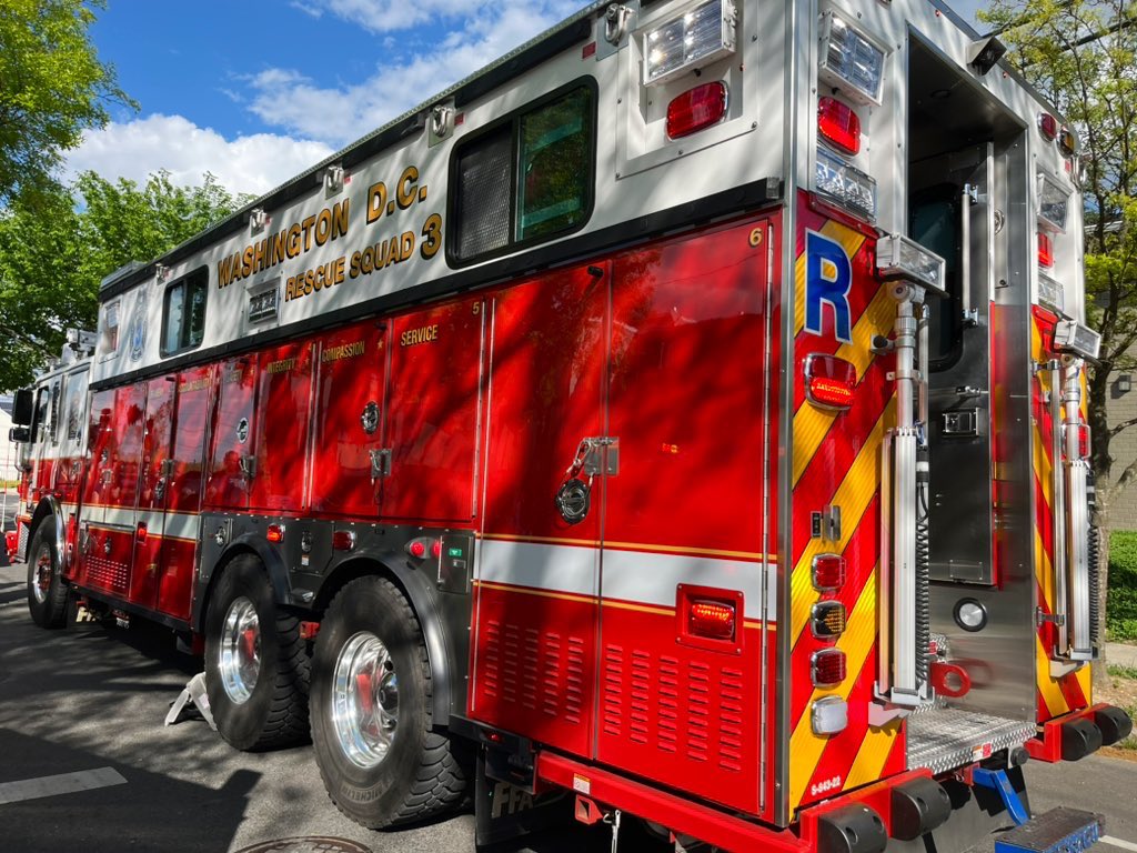 Rescue Squad 3’s brand new 2023 Ferrara heavy rescue vehicle ran its inaugural call to a working fire on Bruce Place SE on Wednesday April 24th. It was the second day of this state of the art unit being placed in service. #DCsBravest