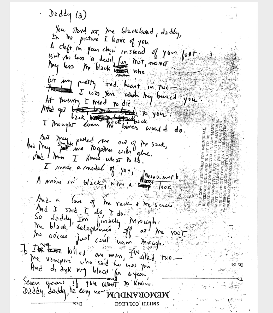 so cool to look closely at Plath's drafts, can't wait to talk about them and Plath's greatness with @VChangPoet starting this Sunday!