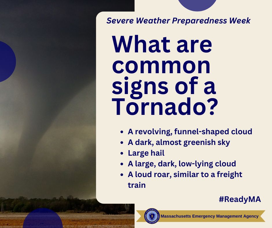 While tornadoes are more rare here in MA, they can still occur. The 30-year average indicates that on any given year, Massachusetts can experience up to 2 tornadoes per year. Although some years are tornado-free, it's important to be prepared. #SevereWeatherPreparednessWeek
