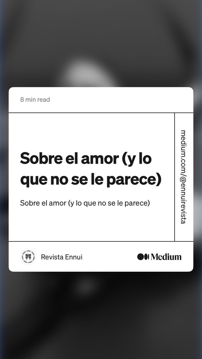 EnnuiRevista's tweet photo. “Sobre el amor (y lo que no se le parece)”
Revista Ennui
https://t.co/rXZExqMURr https://t.co/nVQzECi4qQ