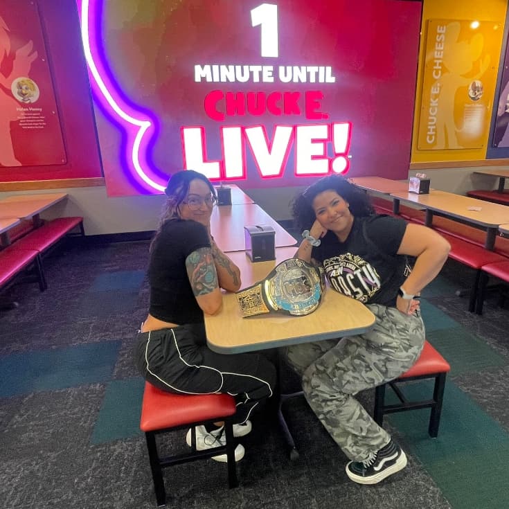 chuck e cheese trip II #allelitewrestling #aewwrestling #aew #aewdynamite #aewrampage #femalewrestler #womenswrestler #aewcollision #tbschampion #willownightingale #njpwstrongwomenschampion #krisstatlander #chuckecheese