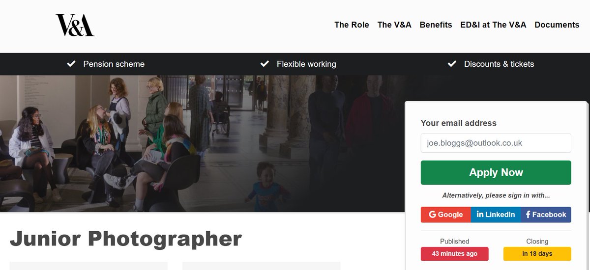 📸 job alert! @V_and_A Photography and Digitisation Dept seeks a part-time Junior Photographer. £26,217 pro rata. Info here: vam.current-vacancies.com/Jobs/Advert/34… #PhotographyJobs