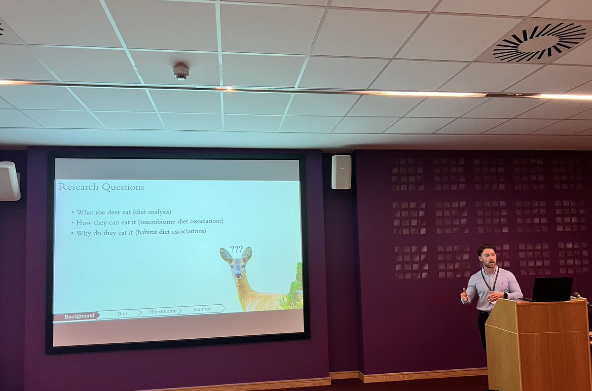 Dr. Kirsten J Harper (@kirstenjharper) on Twitter photo Next up <a href="/ChrisMAHirst/">Chris Hirst</a> discussing the diet and microbiome or Roe deer and how that can inform management #eDNA #UKDNAWG24 Next up <a href="/ChrisMAHirst/">Chris Hirst</a> discussing the diet and microbiome or Roe deer and how that can inform management #eDNA #UKDNAWG24