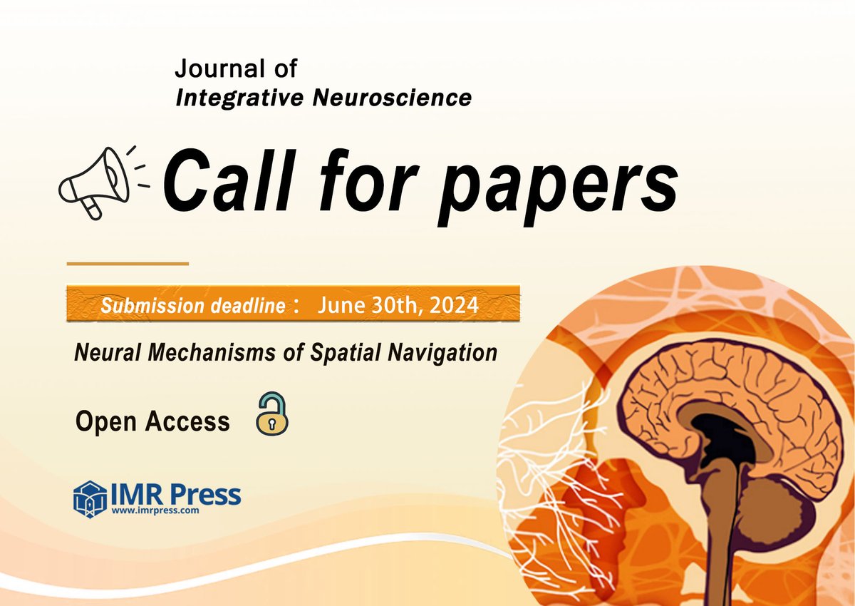 We @JINeuroscience are calling for papers for Topic ✨'Neural Mechanisms of Spatial Navigation' Deadline: 31 July 2024 Submission Link: imr.propub.com/access/login #callforpapers #SpatialNavigation #SpatialMemory Contact: elaine.oh@imrpress.com Welcome to your contributions!