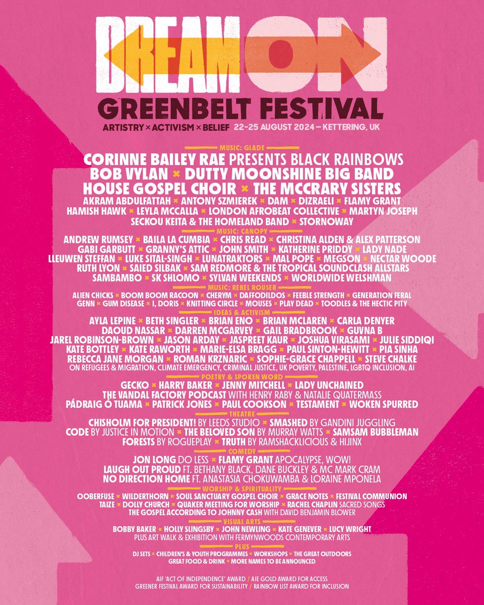 I’m bringing my sacred songs to @greenbelt this summer. Come and join a weekend of fun and thoughtful engagement with artistry, faith and activism. Check out the line up at greenbelt.org.uk