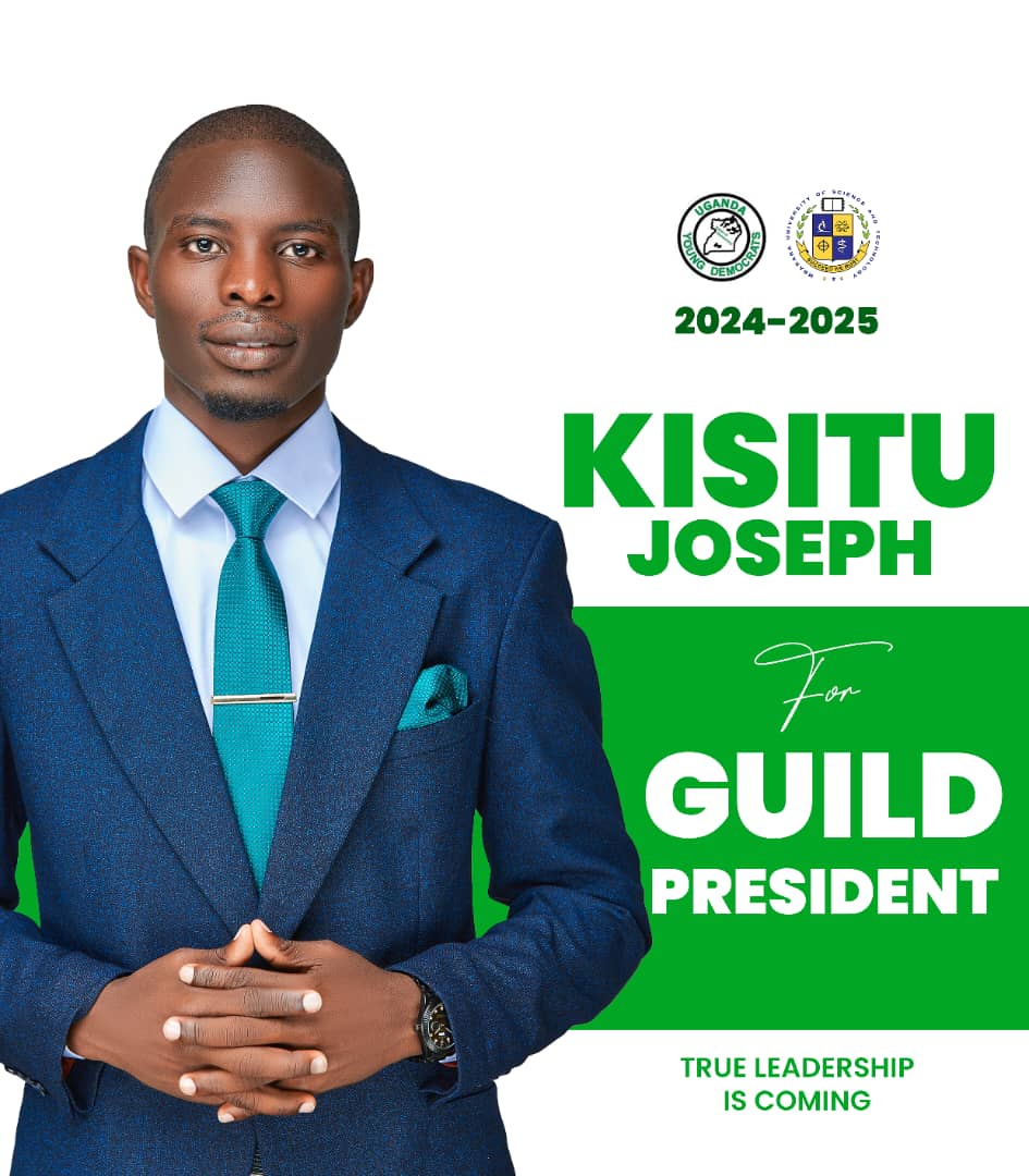 36th GUILD PRESIDENT(S) PROFILES

Name :  KISITU JOSEPH 

Faculty:  Medicine and surgery.

Course :  Bachelor of medicine and surgery.

Yeah of Study:    Year 4

Party :   UYD
#MUSTDECIDES