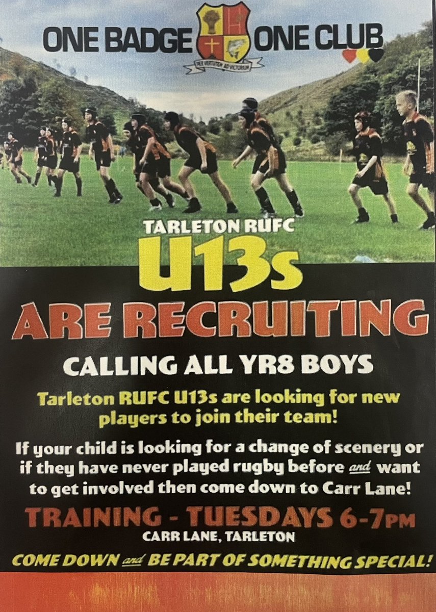 Another Rugby opportunity for Year 8 boys! @TarletonRugby