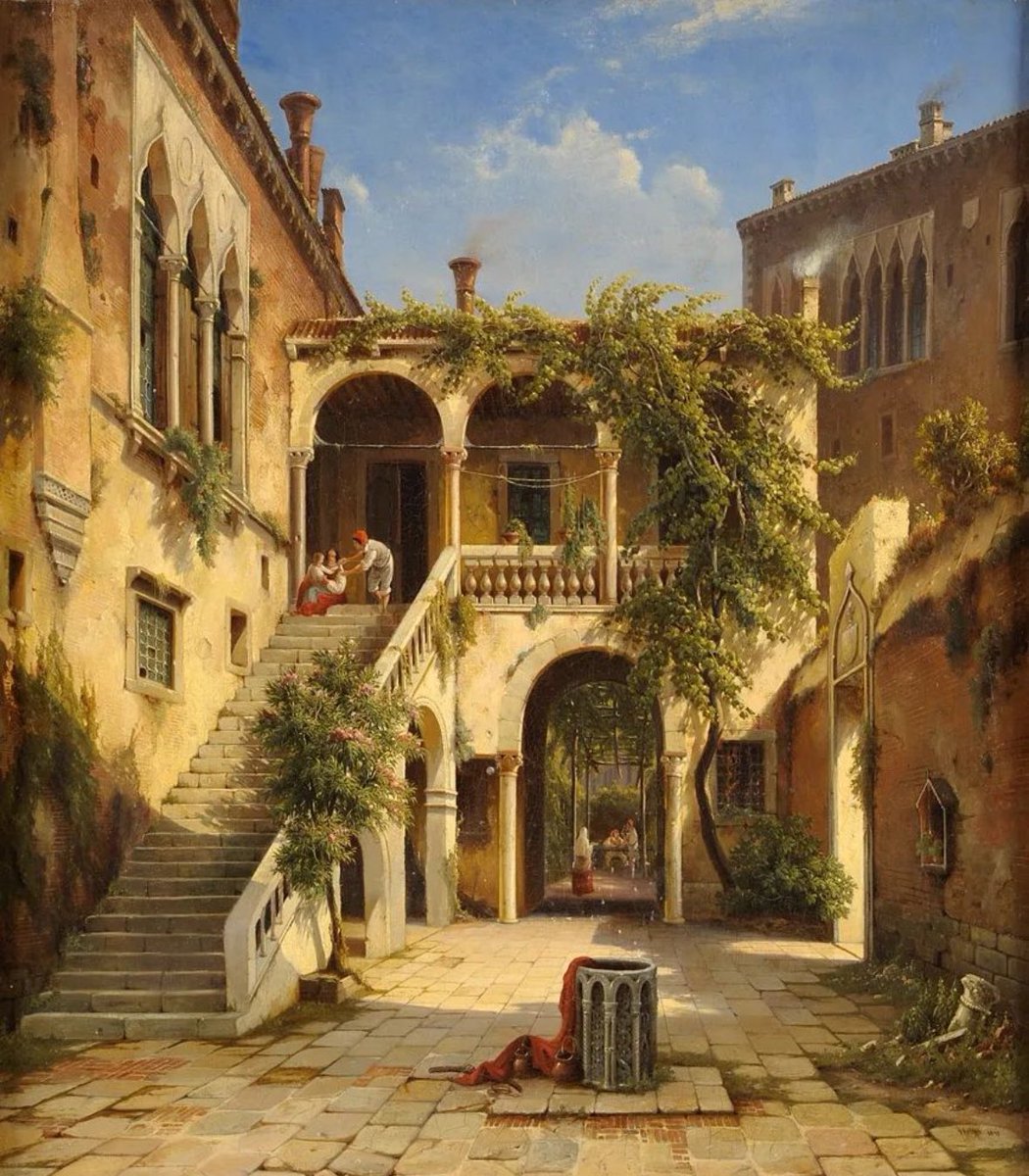 Très bonne journée à tous ! ☀️ 

« Cortile in Venice, (1849) Julius Edward W. Helfft 🌿 

🎨 Huile sur toile - 64 x 55,5cm