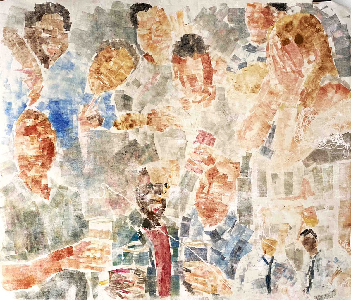 JackieWhall's tweet photo. Redo of my Monoprint underpaintings for my masculinity project at uni. I’m working through these picking out details with oil paints. #monoprint #oilpainting #masculinity #degreeshow #dmuleicester #contemporaryart https://t.co/7NQvZ9bRMB