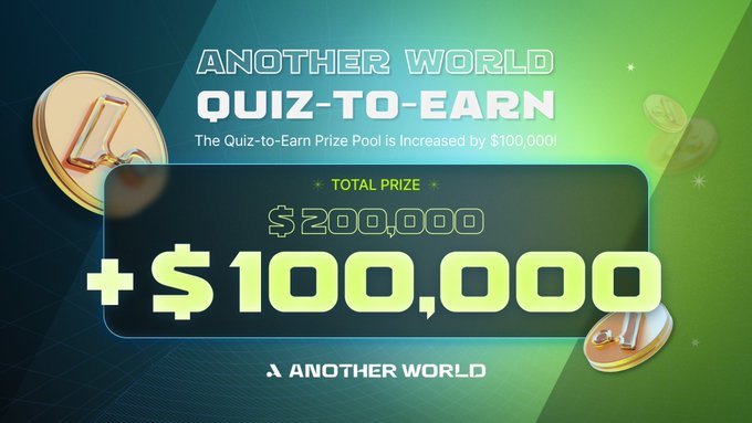 🔥 Another World Quiz-to-Earn Reward Pool Boost! 🎁 Solve quizzes, complete task & earn from $300k $AWM pool daily ✅Instantly claim rewards 💰Earn $0.05 to $2 daily Airdrop Event Page : attends.anotherworld.game Airdrop Guide : 📘bit.ly/4a8W8op #Airdrop #BTC #BNB…