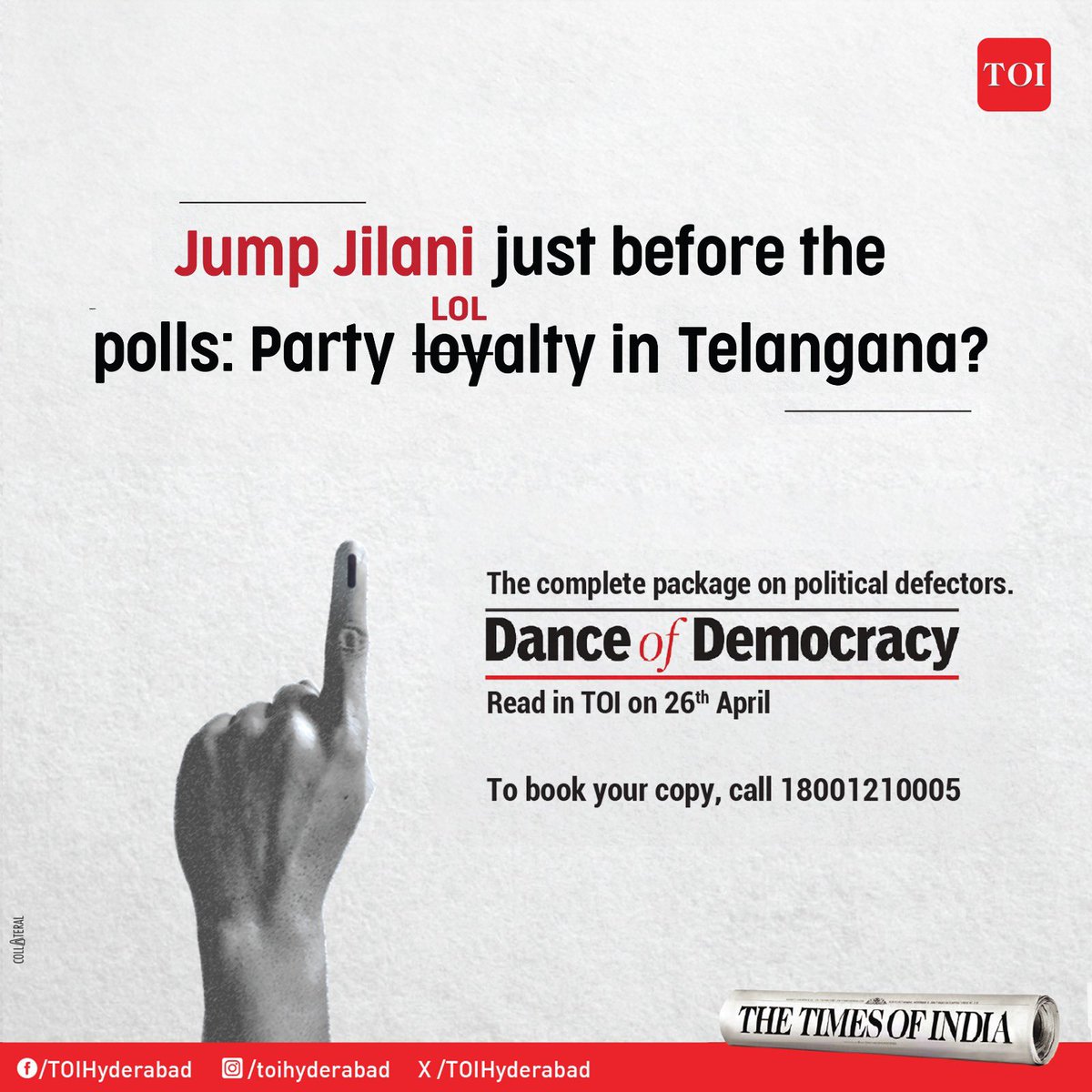 Get the complete package on Telangana's pre-poll defections in the special #DanceofDemocracy capsule on Friday, 26th April in #TOIHyderabad. #Elections2024 @timesofindia
