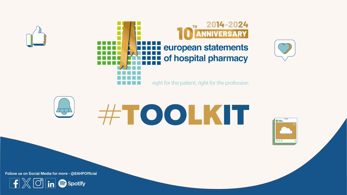 🎉 TOOLKIT FOR YOU! Join us in celebrating the 10th Anniversary of European Statements of Hospital Pharmacists! 🗓️ May 14, 2024 Create your own campaign and raise awareness! 🚀 Access the TOOLKIT here 👉 shorturl.at/joqs9 #EAHP #HospitalPharmacists #10thAnniversary