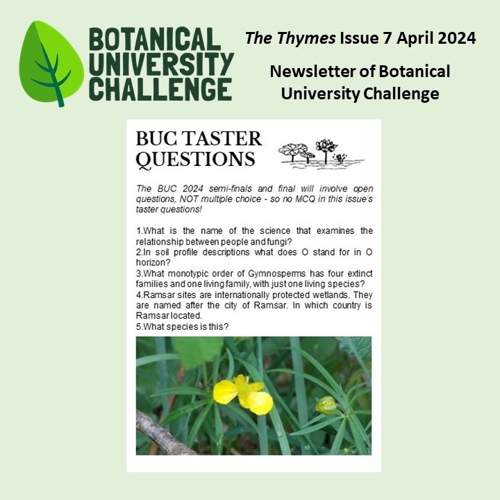 Botanical University Challenge #BUC2024 is all about the botanical #quiz! Each #newsletter has specimen questions (with answers). These are in Issue 7, April 2024. @drmgoeswild Answers in the alt text.