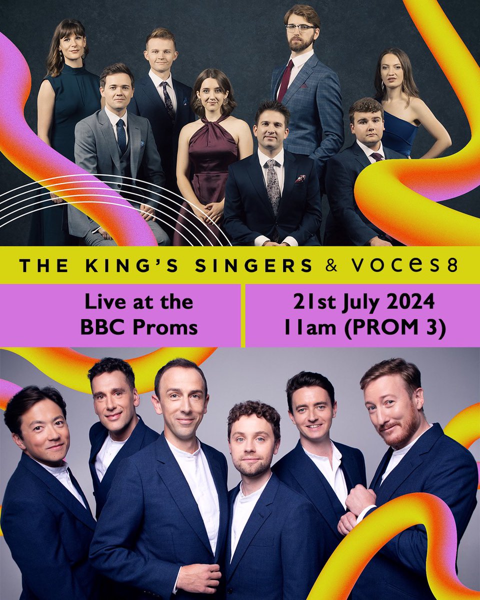 The stars have aligned, bringing @VOCES8 and The King’s Singers together, live in concert for the first time at the @bbcproms. Our two groups will be performing at the Royal Albert Hall on July 21st at 11am.  🎟️Tickets will be on sale from May 18th.