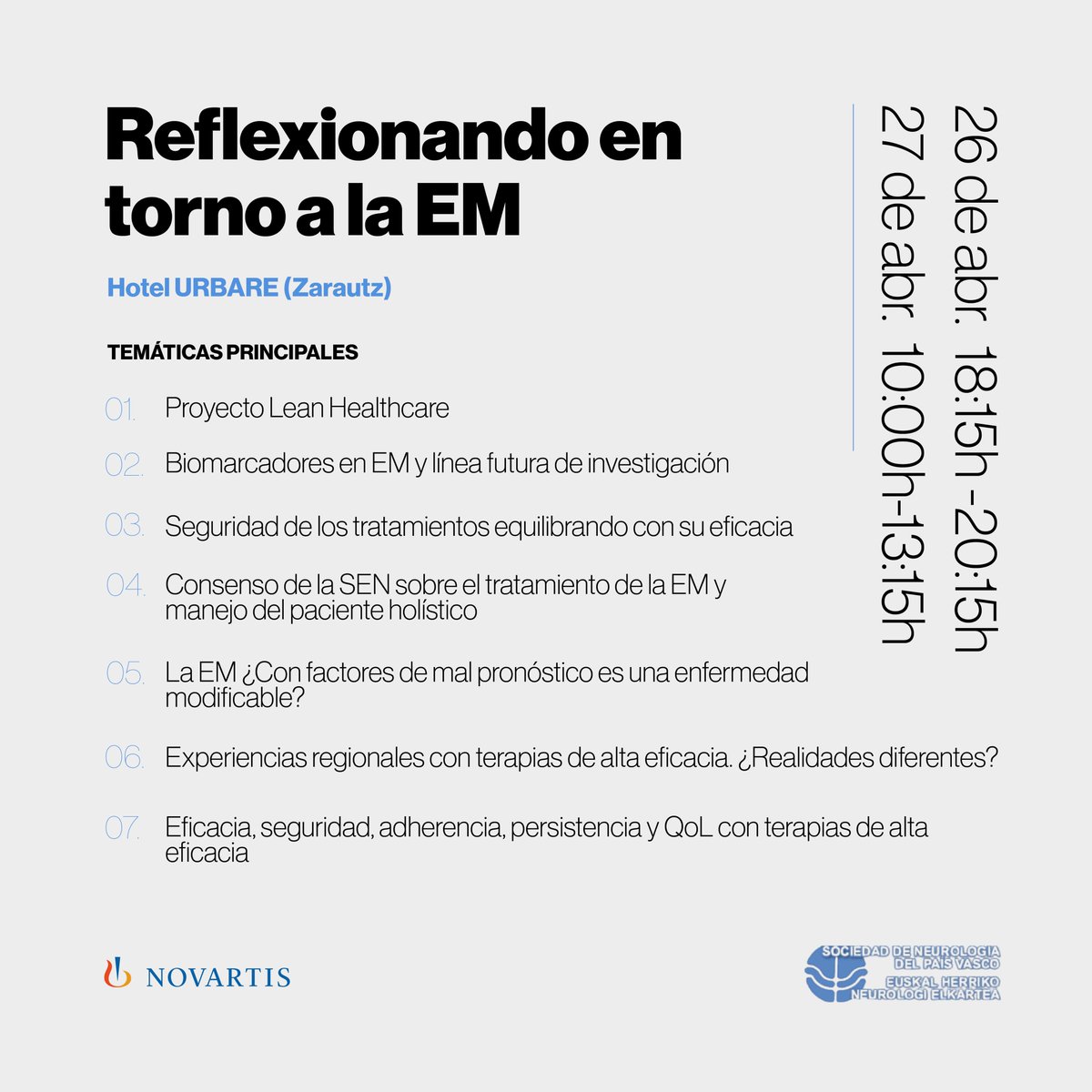NeuroPro_ES (@neuropro_es) on Twitter photo 📣 <a href="/NovartisSpain/">Novartis España</a> y la Sociedad de Neurología del País Vasco se unen para reflexionar sobre la #EsclerosisMúltiple en Zarautz📍
Desde el Proyecto Lean Healthcare hasta la seguridad y eficacia de los tratamientos, exploraremos junto a Tamara Castillo, presidenta de la SNPV, y 📣 <a href="/NovartisSpain/">Novartis España</a> y la Sociedad de Neurología del País Vasco se unen para reflexionar sobre la #EsclerosisMúltiple en Zarautz📍
Desde el Proyecto Lean Healthcare hasta la seguridad y eficacia de los tratamientos, exploraremos junto a Tamara Castillo, presidenta de la SNPV, y