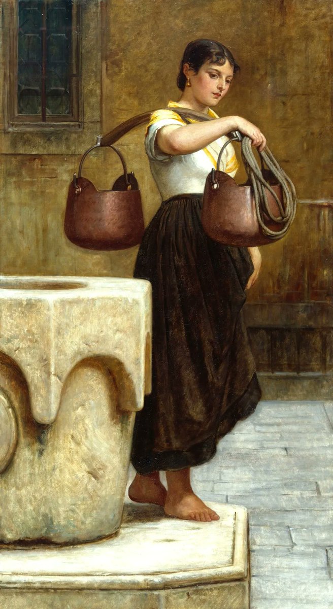 🌷🌤🌷Peaceful Thursday🌷🌤🌷 'An over-indulgence of anything, even something as pure as water, can intoxicate.' Criss Jami William Frederick Yeames ( 1835-1918 ) Venetian Water Carrier 1879