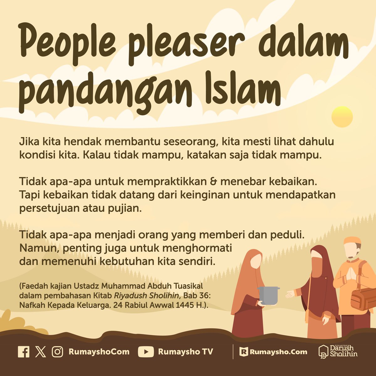 Sebagai umat Islam, kita dituntut untuk terus berbuat baik kepada sesama, apalagi saat orang lain membutuhkan kita. Namun, beberapa orang cenderung menjadi #peoplepleaser, bahkan dengan cara yang tak seharusnya.

Bagaimana pandangan Islam dalam masalah ini?
Simak thread berikut;