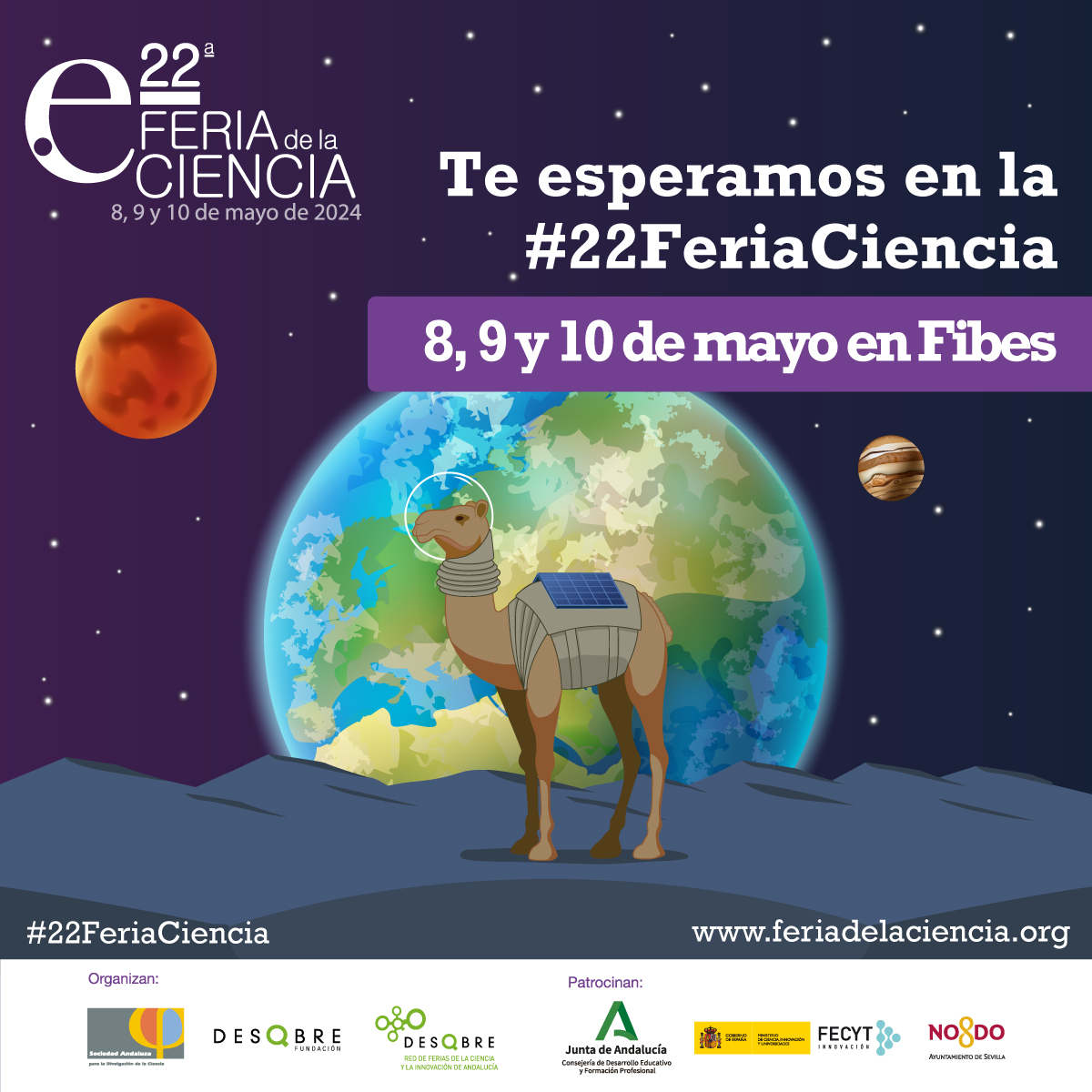 🧪¡Los próximos días 8,9 y 10 de mayo se celebra en <a href="/fibesevilla/">Fibes Sevilla</a> la #22FeriaCiencia!

📍 Un espacio expositivo y de encuentro del mundo de la #investigación, centros educativos, museos, empresas, universidades y ciudadanía.

¡No te lo pierdas!

ℹ️ feriadelaciencia.org