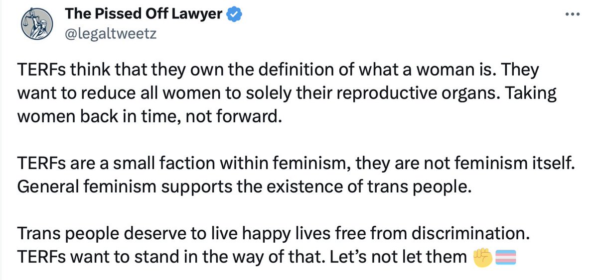 I don't 'reduce myself' to my womb when I say I'm a woman any more than I reduce myself to my ears when I say I'm not deaf. These are facts. There is no liberation for women in pretending their sex class isn't definable. If men can be women, there is no such thing as a woman.