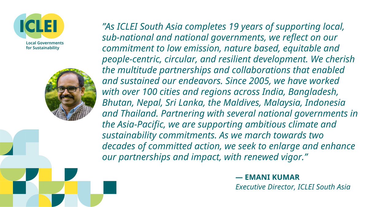 🌱 19 years and counting! @ICLEISouthAsia celebrates nearly two decades of fostering sustainable urban development. With over 100 cities in our network, we're just getting started. Here's to expanding our impact and stepping into the future with even more dedication!