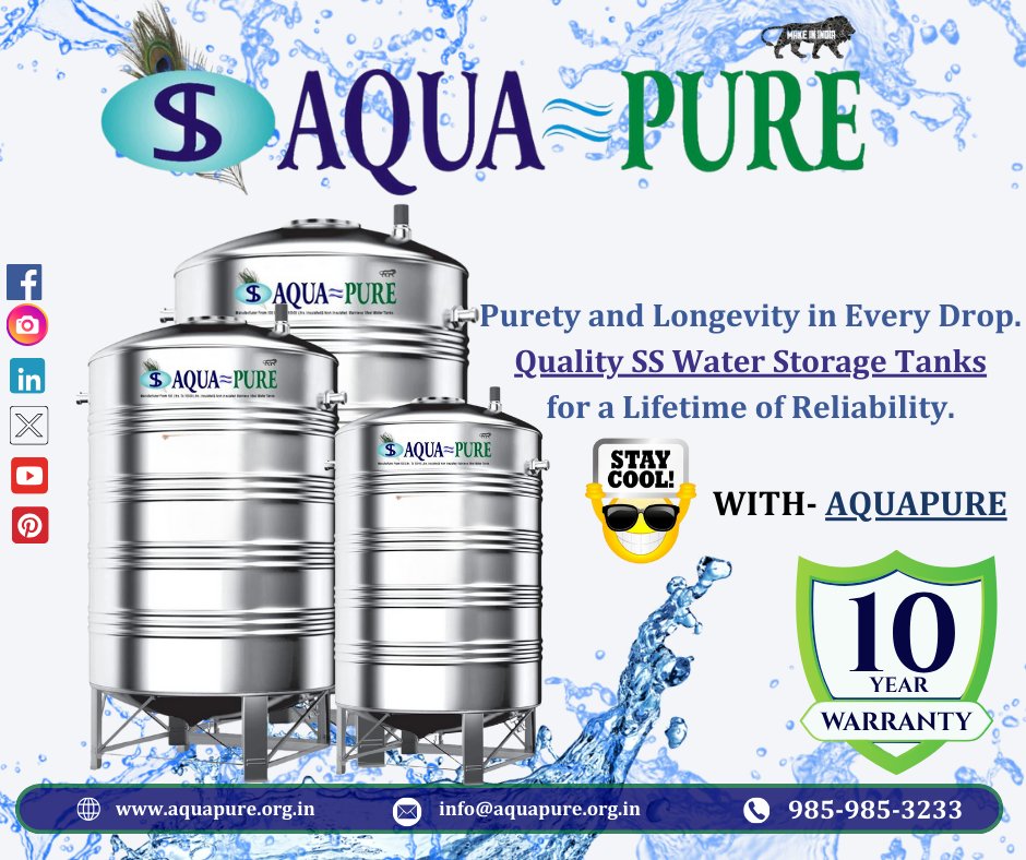Stay Cool with Aquapure 💧      
🌐aquapure.org.in
📞985-985-3233
  #StayCoolWithAquapure #PuretyAndLongevity #SSWaterTanks #QualityFirst #LifetimeReliability #AquaPure #StainlessSteel #WaterStorage