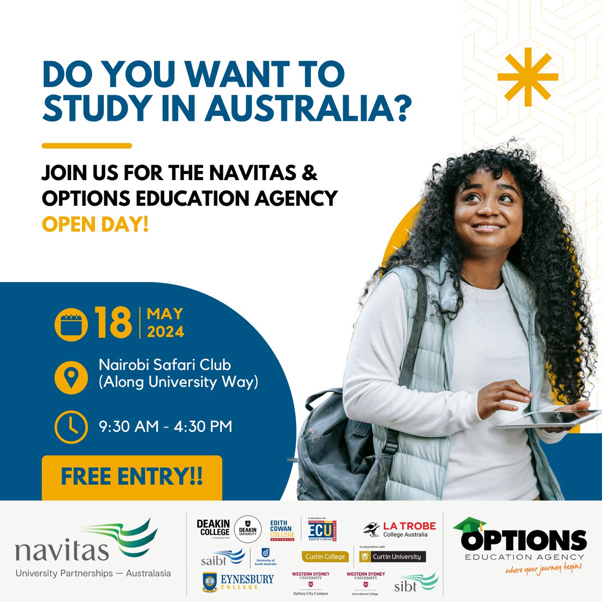 Dreaming of Studying in Australia? Join us at our Open Day on Saturday, May 18th, 2024, from 9:30 AM to 4:30 PM. The venue is the Nairobi Safari Club along University Way. ENTRY is FREE! For more info: 0724 333 222.
#studyinaustralia