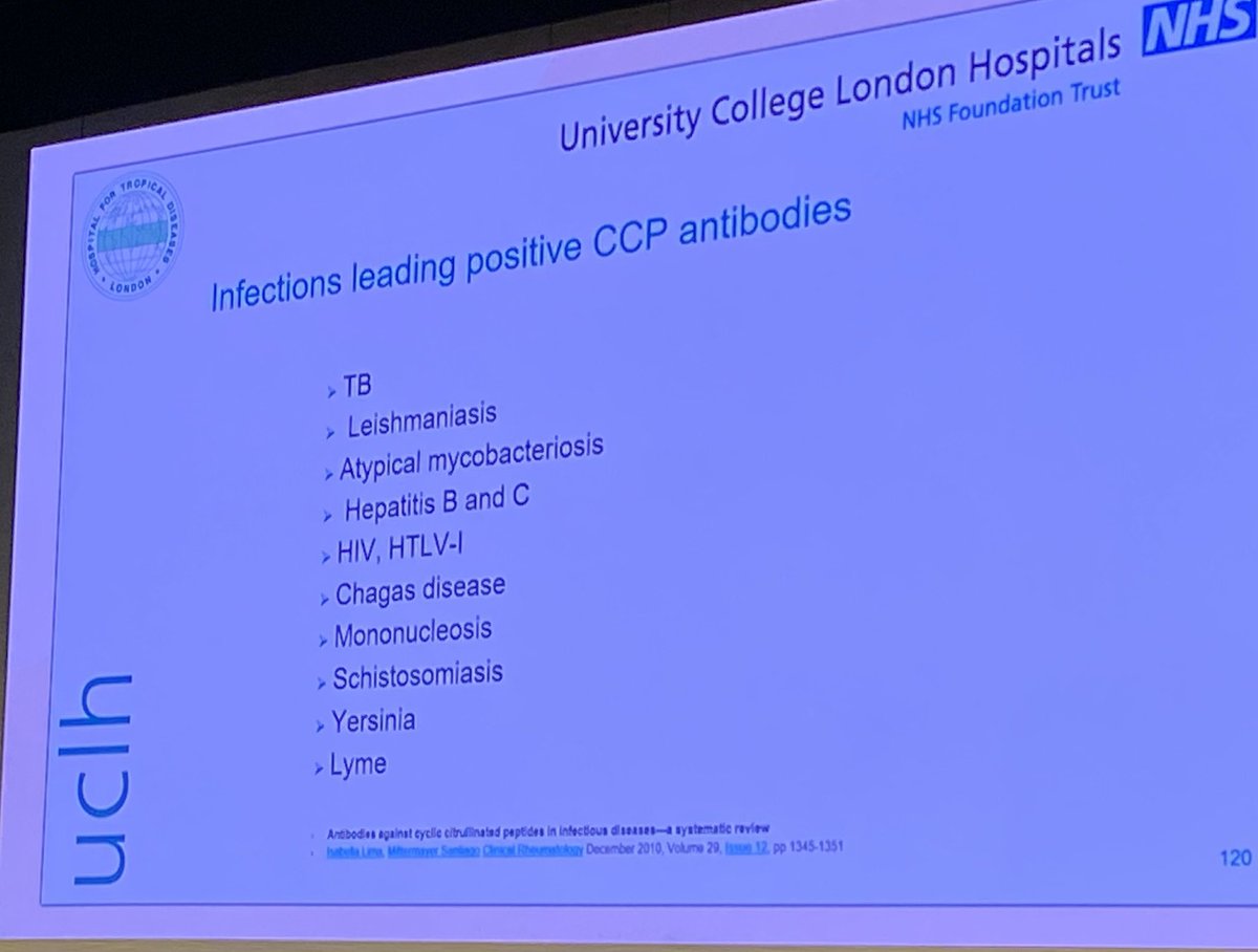 🪞 Dr Mike Brown speaking on #infections mimicking #rheumaticdisease at #BSR24

🦠 Summary of infections that can be associated with positive CCP antibodies

@RheumatologyUK