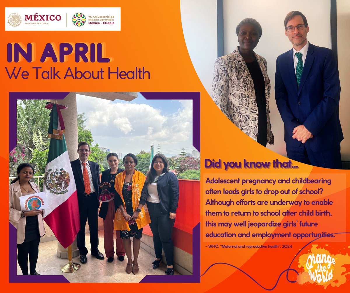 The campaign to #OrangeTheWorld every 25th is a sustained effort to raise awareness for the elimination of every form of violence against girls and women🟠 Thank you Mme. @AntoniaSodonon @unwomenAU for your leadership, we look forward to strenghtening our partnership 🇪🇹🌍🇲🇽