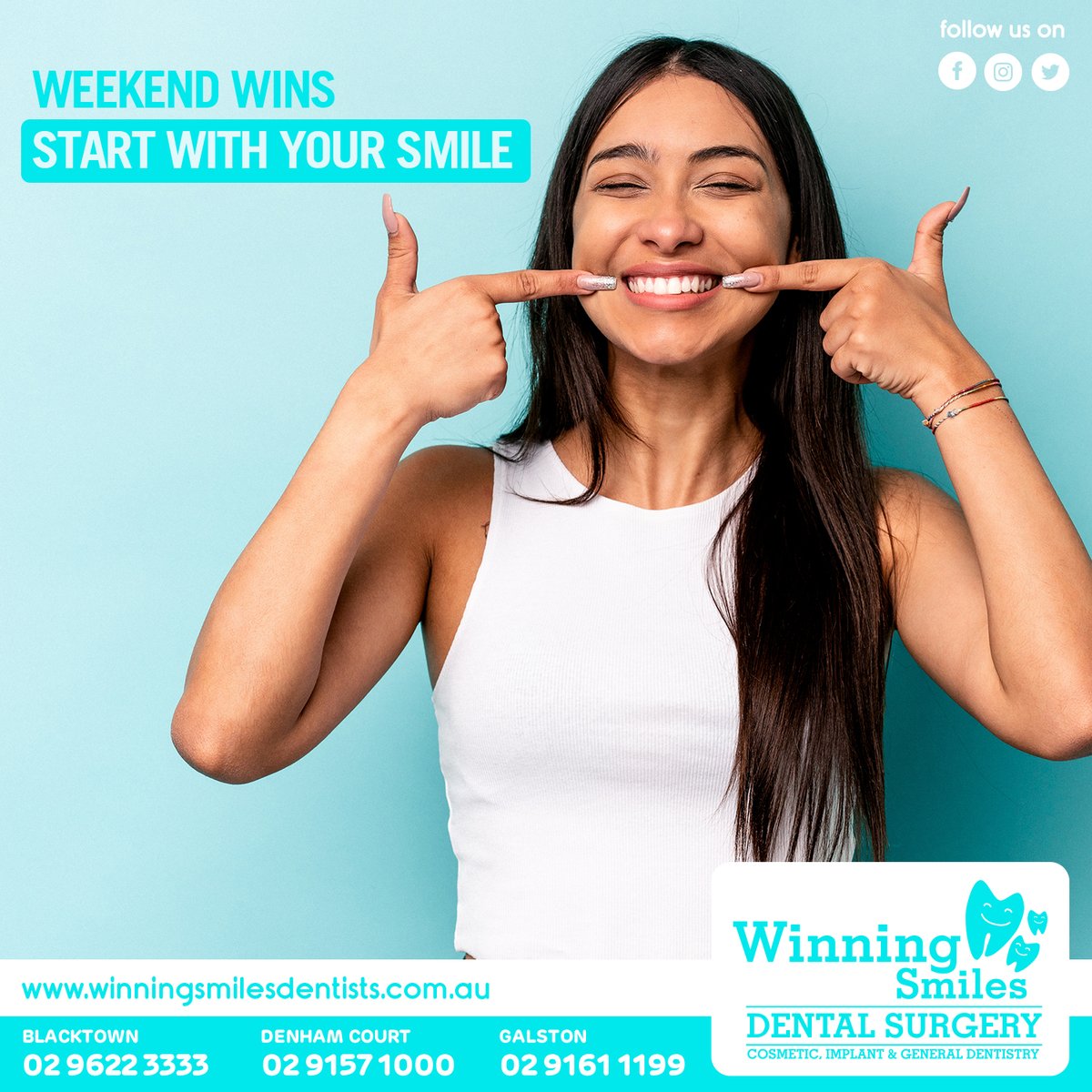 Saturdays shouldn't be for waiting. They're for winning, starting with your smile. Book your dental appointment with us this Saturday and still have time for your weekend adventures.

#Winningsmiles #weekenddentalcare #dentistopenonsaturday #Galston #Blacktown #Denhamcourt