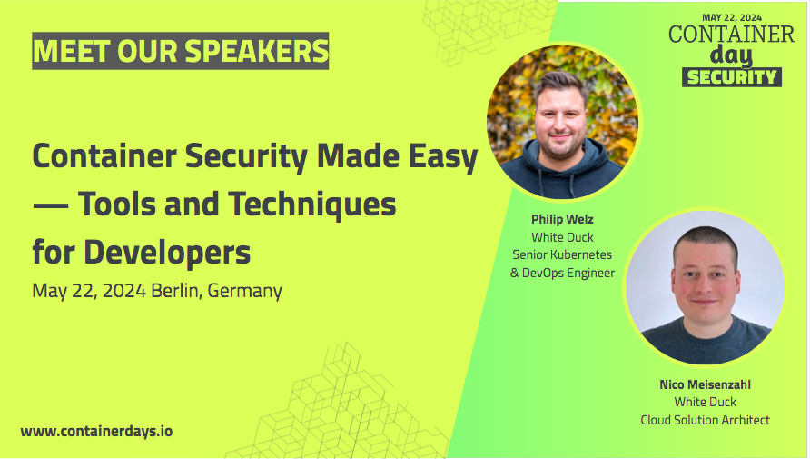 We look forward to @ConDaysEU in May🙌
'Container Security Made Easy — Tools and Techniques for Developers'  is a talk of our experts @philwelz and
@nmeisenzahl
👉containerdays.io/containerday-s…!
 #ContainerSecurity #DevOps #CDSecurity #CDS24