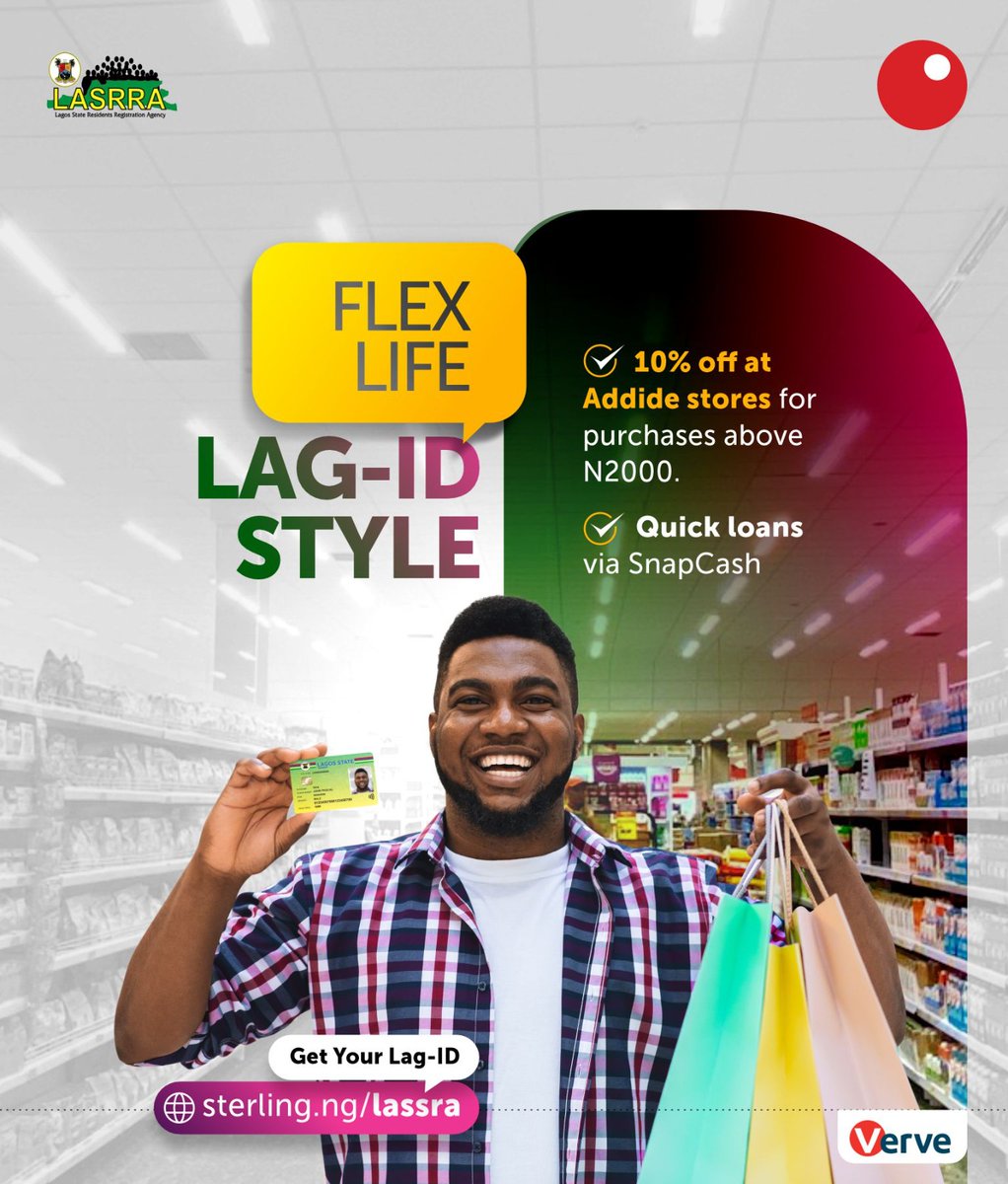 Enjoy savings and loans with the Lag ID! 💳✨ Learn more at sterling.ng/Lasrra #Sterling #LagID #Snapcash #Addide #Savings #Lasrra