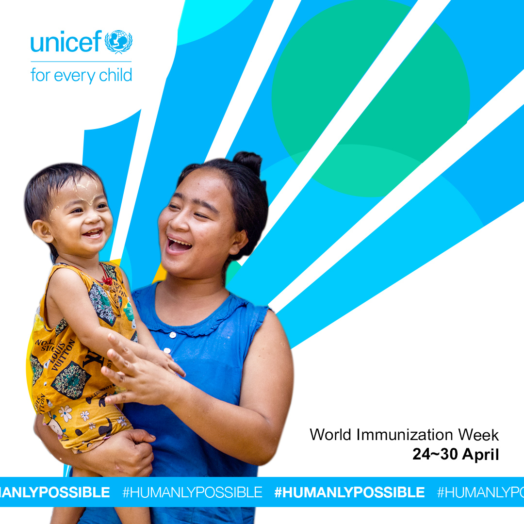❓Did you know? Over the last 50 years, ✅Vaccines have saved at least 130 million lives. ✅Vaccines alone have increased infant survival by 30 per cent. 💪🏽It is #HumanlyPossible to save 2-3 million lives annually with vaccines! #WorldImmunizationWeek 24-30 April #ForEveryChild