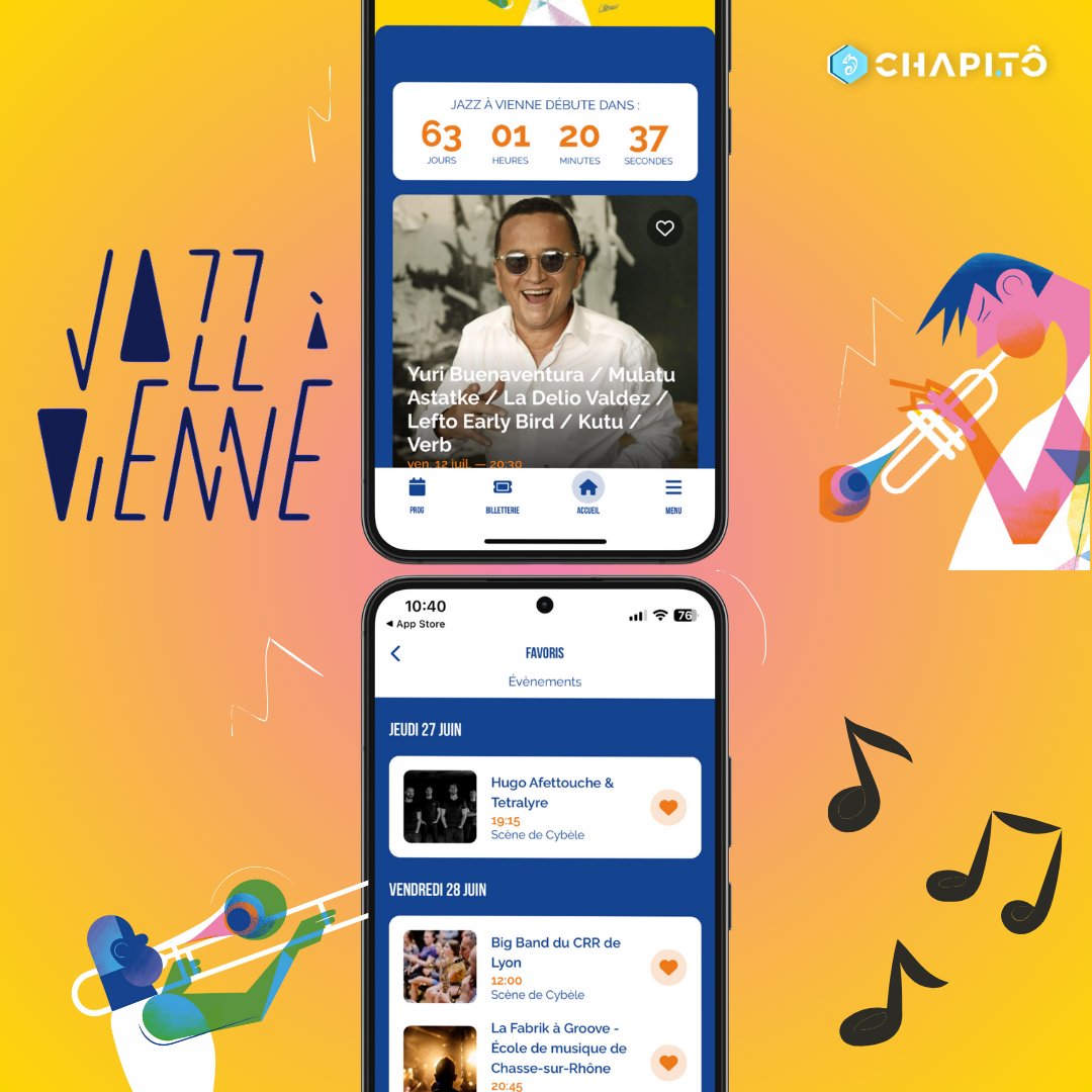 chapi_to's tweet image. On vous donnes rendez-vous du 27 juin au 12 juillet 2024 pour le festival de musique Jazz à Vienne🎷🎶

✨Merci à @jazzavienne d&apos;avoir choisi Chapitô et de nous faire confiance.

📱Restez connectés pour les prochaines aventures avec Chapitô !⚡