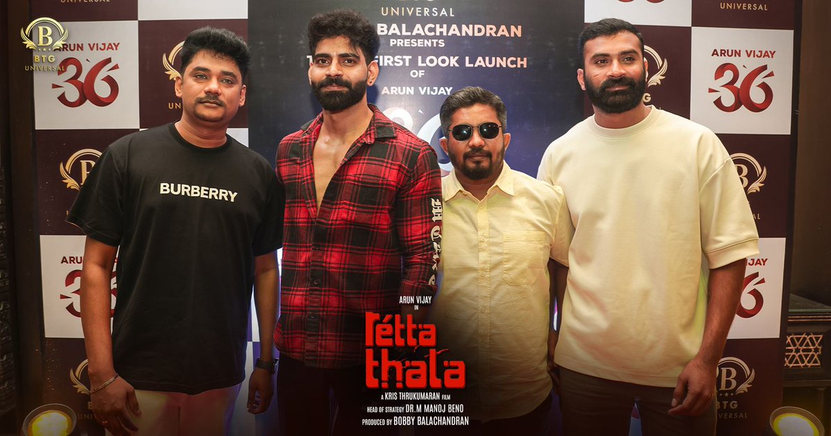 Shining bright on stage, it's @arunvijayno1’s #RettaThala stars stealing the show✨ Produced By- @BTGUniversal @bbobby BTG Head of Strategy- @ManojBeno Directed By-#KrisThirukumaran @SiddhiIdnani @actortanya @officialbalaji @SamCSmusic @tijotomy