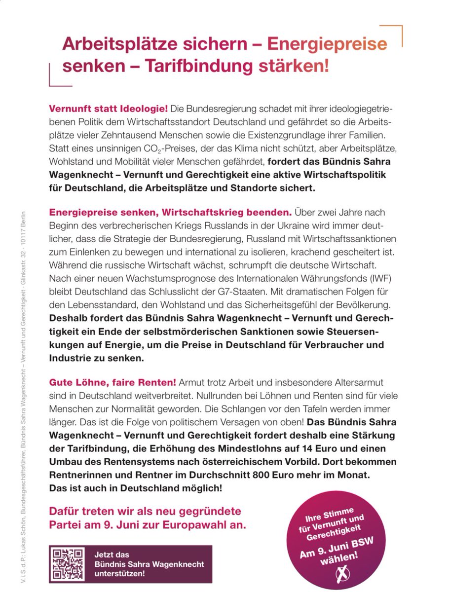 Raus zum 1.Mai! 

Arbeitsplätze sichern - Energiepreise senken - Tarifbindung stärken!

Zeit für Vernunft und Gerechtigkeit! #BSW 

#SozialeGerechtigkeit #Ostfriesland