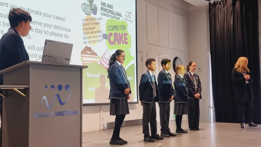 Thank you House Captains for delivering another great assembly this morning to promote next week's cake sale in aid of Macmillan Cancer Support on the 3rd of May. To donate cakes, please deliver to either receptions from next Monday, 29th til Thursday, 2nd. @WoodySchool