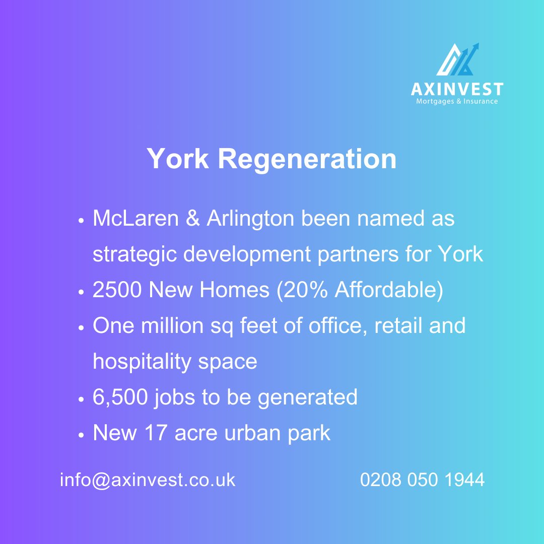 Looking for a city to invest in? Then take a look at York as it embarks on a regeneration.
#Axinvest #business #work #housing #insurance #investment #follow #London #mortgage #news #property #broker  #properties #landlord #buytolet #mortgageadvice #firsttimebuyer #April #York