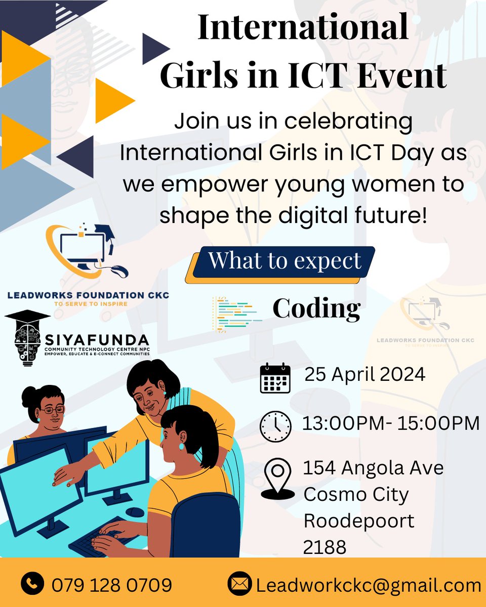 Happy international Girls in ICT day
#SiyafundaCTC #Agenda2063 #GirlsInICT #GenerationEquality <a href="/UN_Women/">UN Women</a> #GrowingGautengTogether