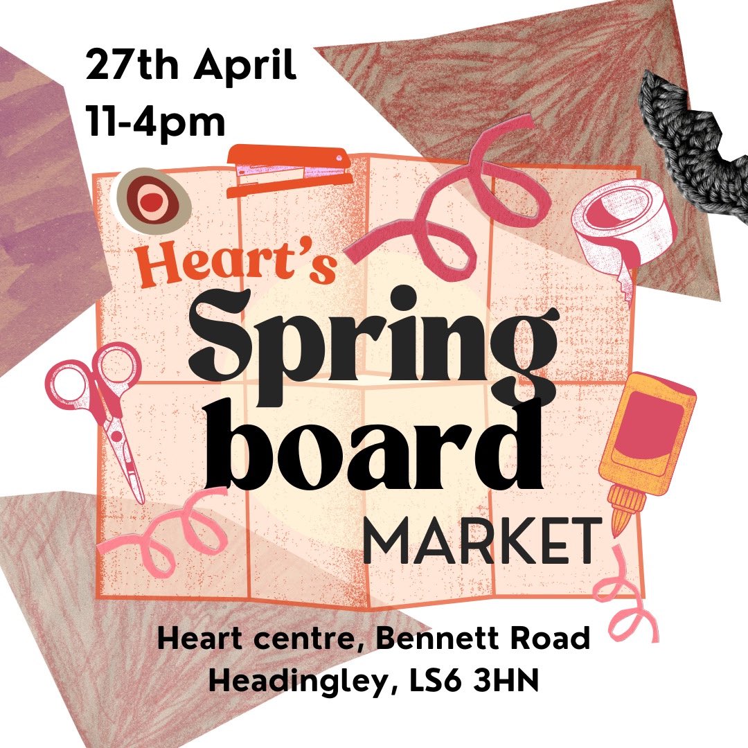 Heart’s Springboard market is back on Saturday the 27th of April! We have a great selection of small businesses selling Yorkshire based prints, zines, crochet, handmade jewellery, tarot, and much more! Come explore and then pop to the cafe for a coffee ☕️ Free to come!