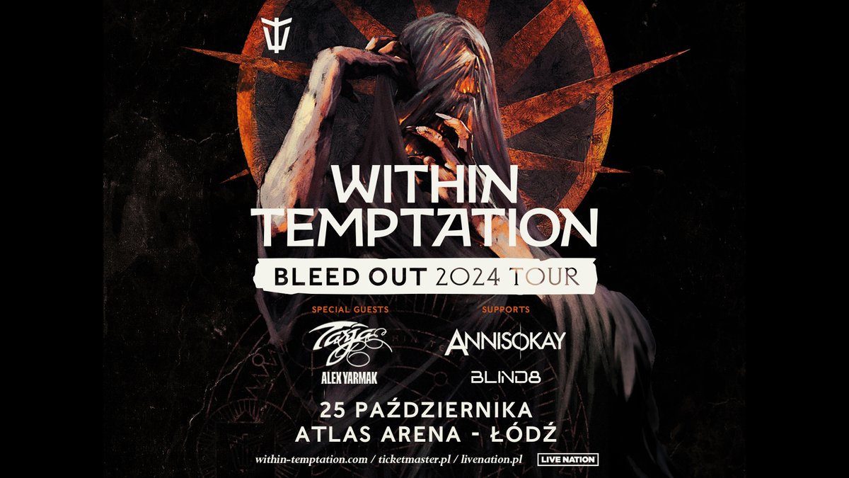 WITHIN TEMPTATION OGŁASZA GOŚCI SPECJALNYCH I SUPPORTY PODCZAS TRASY KONCERTOWEJ ‘BLEED OUT 2024 TOUR’ Są to m.in: piosenkarka Tarja Turunen*, zespół metalcore'owy Annisokay, BLIND8 oraz Alex Yarmak, z którym zespół niedawno wydał singiel „A Fool’s Parade”.…