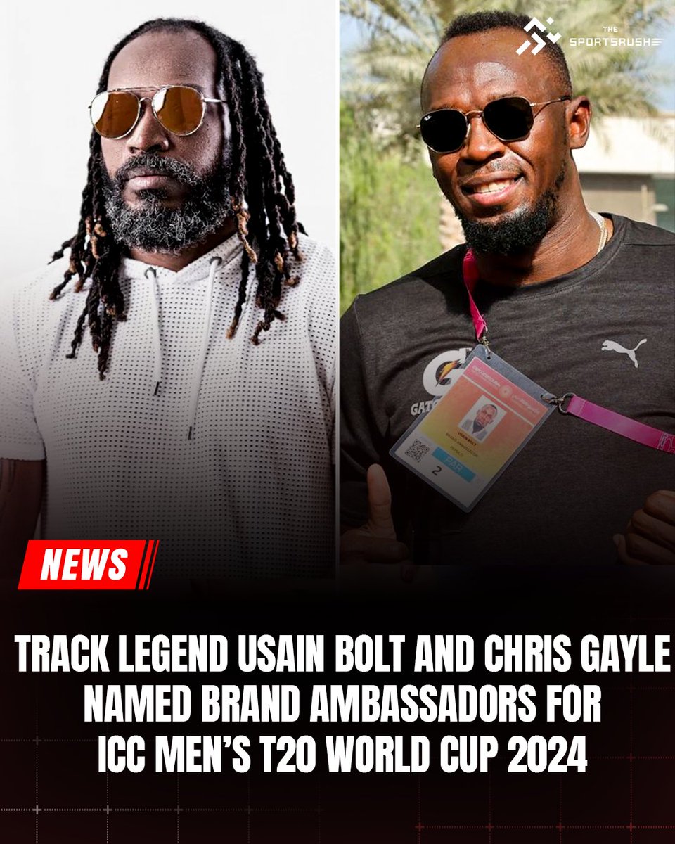 Track Legend Usain Bolt and Chris Gayle named Brand Ambassadors for ICC Men’s T20 World Cup 2024. #trackandfield #UsainBolt #ICCT20WorldCup #ChrisGayle 

Read More: thesportsrush.com/track-and-fiel…