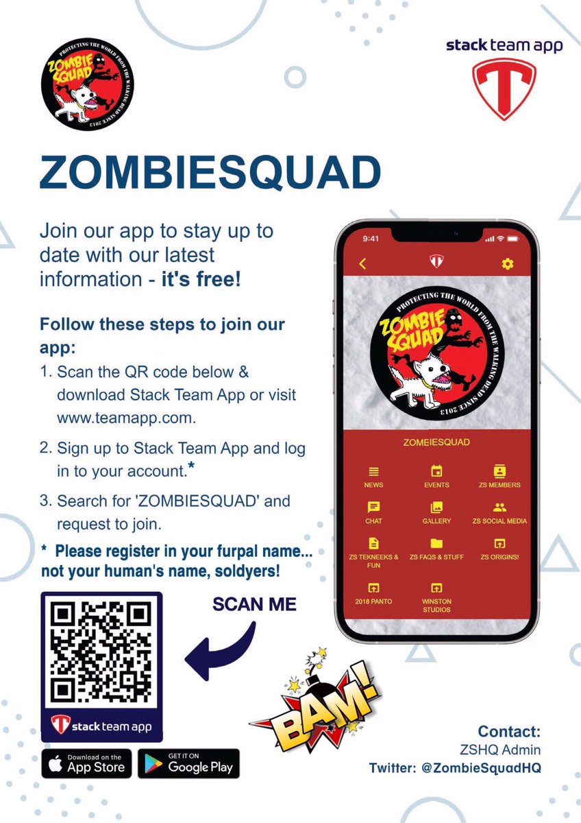 @Burrow43 @Bobbyro22 @ZombieSquadHQ @WestieBiscuit @ZeroRice1012 @Sprocket_Cool @ThorSelfies @RhondaHendee @BengalPandora @TheCatMalice @DogDazeUK @CancerDoggy Psst, Private LUNA. Check out our pawsome TeamApp for important ZombieSquad intel (events & much more). Bark if youz have any questions or need a paw with installing TeamApp... Iz or our HQ pals will be happy to assist youz, pal. RaaAAA! 🐶🎀💕💜 @Bobbyro22 @ZombieSquadHQ #ZSHQ