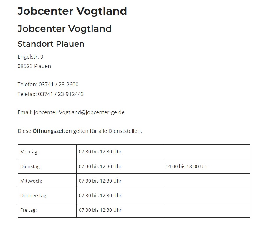 @d_h_ofenkaese ups hab ich hier nicht zufällig die kompletten Kontaktdaten des Jobcenter Vogtland Standort Plauen gefunden diese sind für Neuensalz zuständig #Drachenlord neue Gemeinde, Falls hier jemand diese komischen PayPal Vorfälle melden möchte: buergergeld.org/jobcenter/sach…