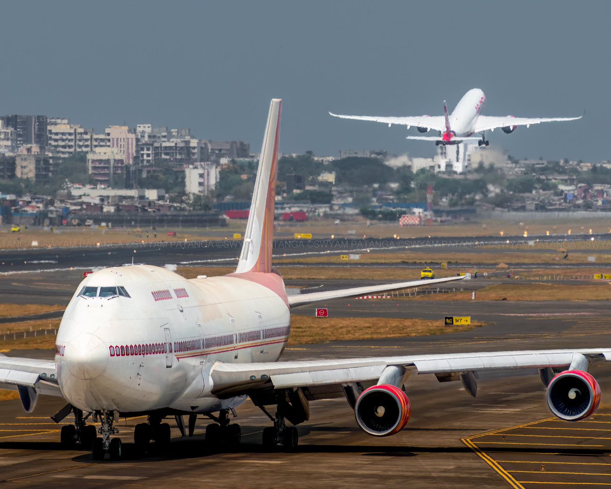 A bittersweet moment as the Air India 747 takes its last bow, while the A350 carries on its legacy. Reflecting on the past and embracing the future in the skies of Mumbai.