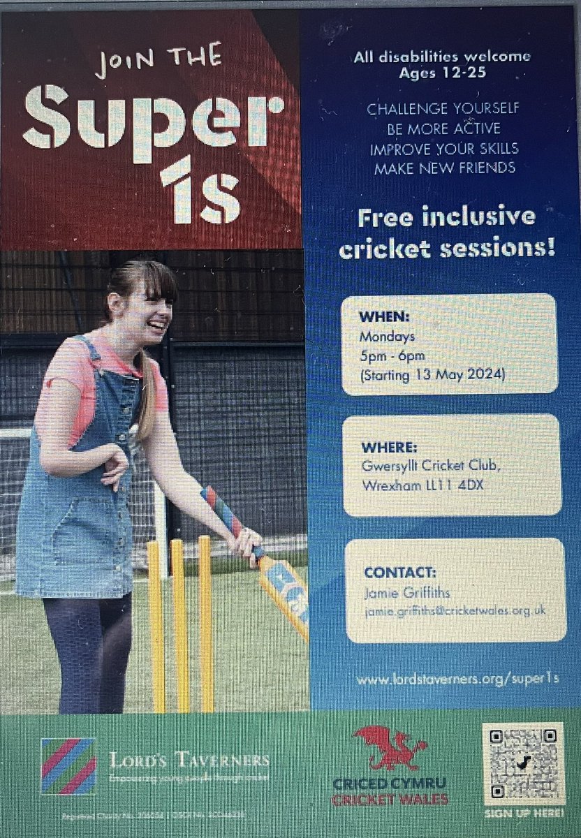 🚨🚨🚨 Want to Join our NEW Super 1’s session starting in Wrexham, 13th May @GwersylltParkCC 17:00-18:00 @CricketWales @ActiveWrexham @LordsTaverners @LeaderLiveSport @dsw_news @suecricketwales @Iancricketwales @RachCricketWAL @SAWcricketwales @pe_stchris @morepaul1