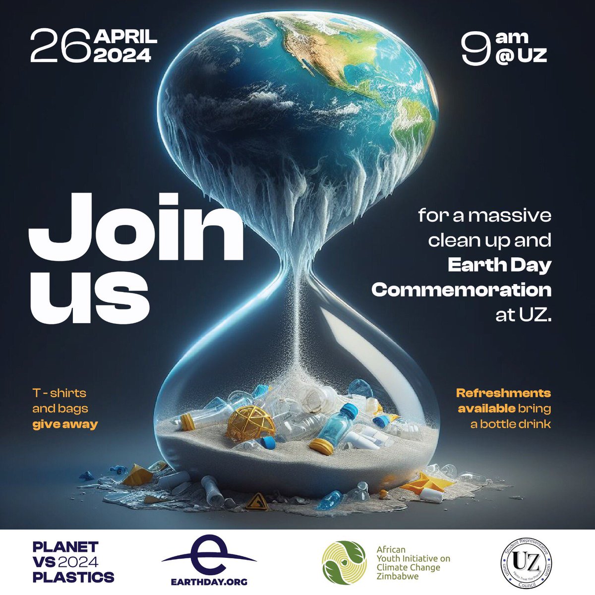 Join us as we celebrate Earthday at the University of Zimbabwe on the 26th of April ,tell a friend to tell a friend . @EarthDay #EarthDay2024 #plasticpollution #cleanup